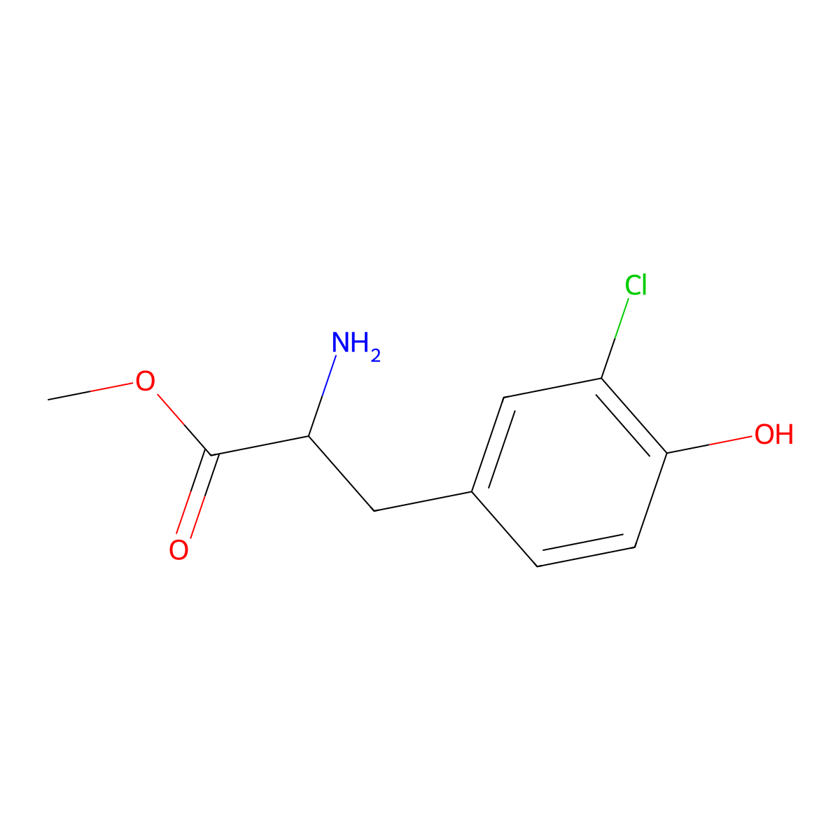 Methyl (S)-2-amino-3-(3-chloro-4-hydroxyphenyl)propanoate molecular structure, CAS 782440-99-7