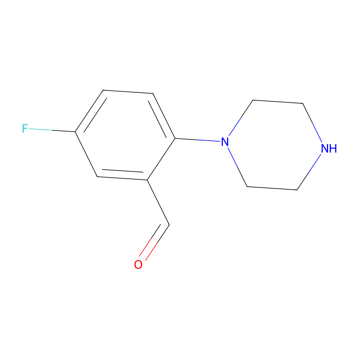 5-Fluoro-2-(piperazin-1-YL)benzaldehyde molecular structure, CAS 782449-67-6