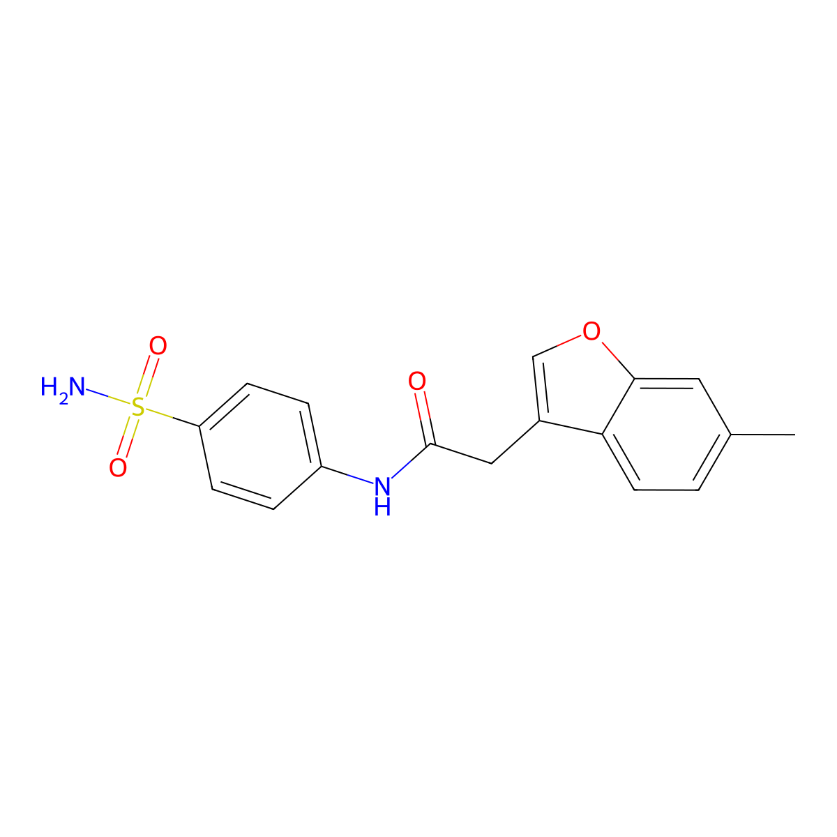 2-(6-methyl-1-benzofuran-3-yl)-N-(4-sulfamoylphenyl)acetamide molecular structure, CAS 782453-82-1