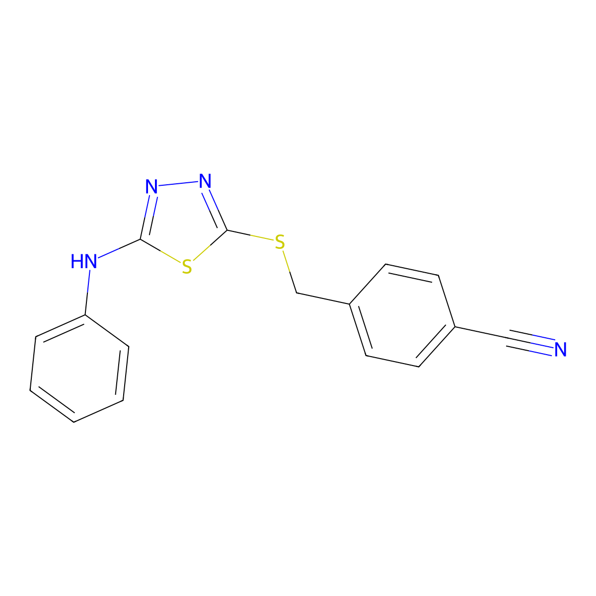4-{[(5-Anilino-1,3,4-thiadiazol-2-yl)sulfanyl]methyl}benzenecarbonitrile molecular structure, CAS 782457-31-2