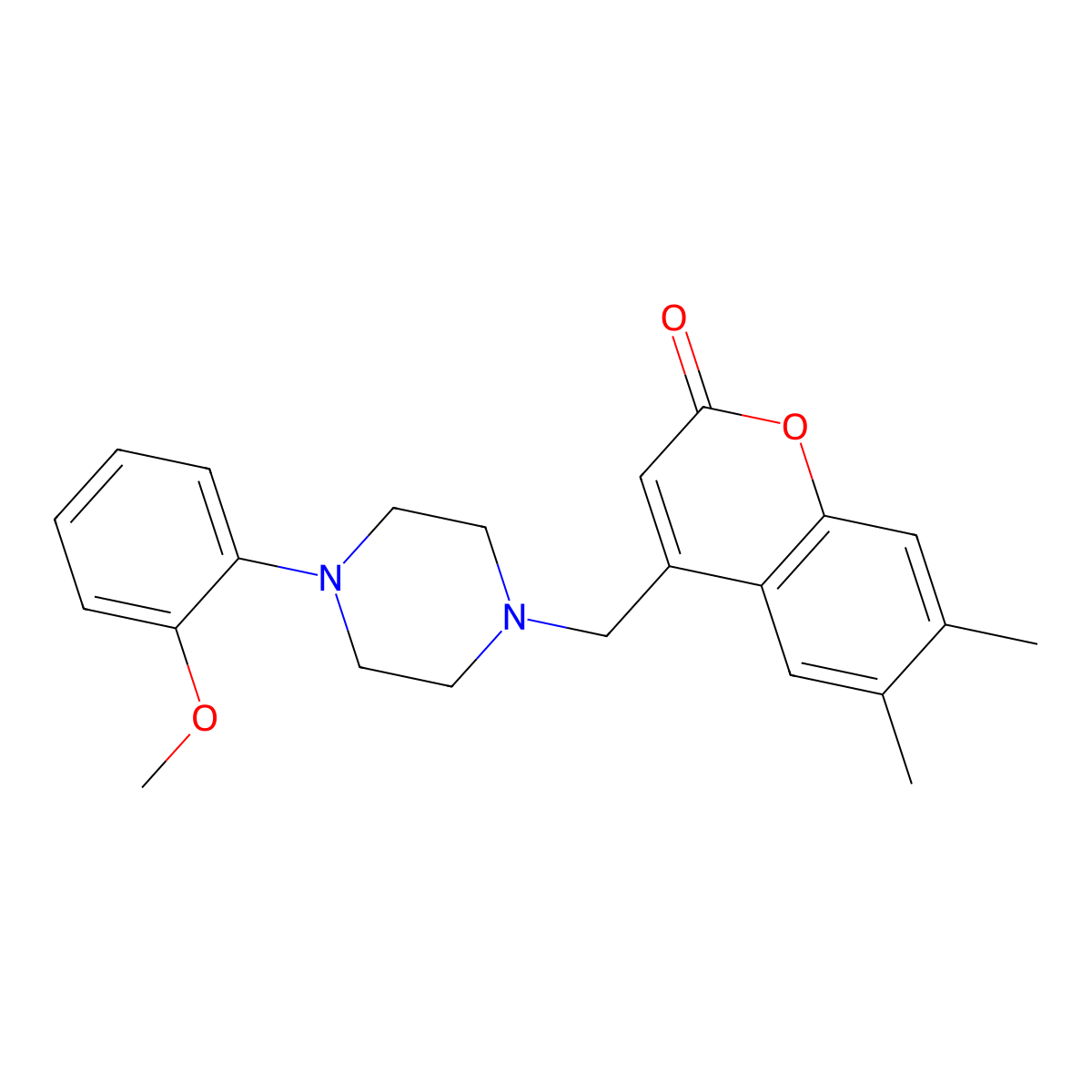 4-((4-(2-methoxyphenyl)piperazin-1-yl)methyl)-6,7-dimethyl-2H-chromen-2-one molecular structure, CAS 782457-32-3