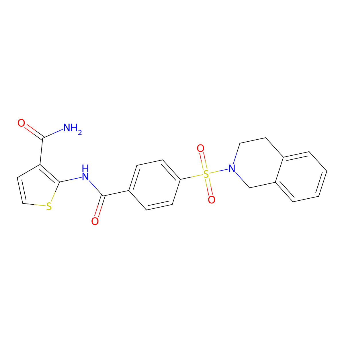 2-(4-((3,4-dihydroisoquinolin-2(1H)-yl)sulfonyl)benzamido)thiophene-3-carboxamide molecular structure, CAS 782460-95-1