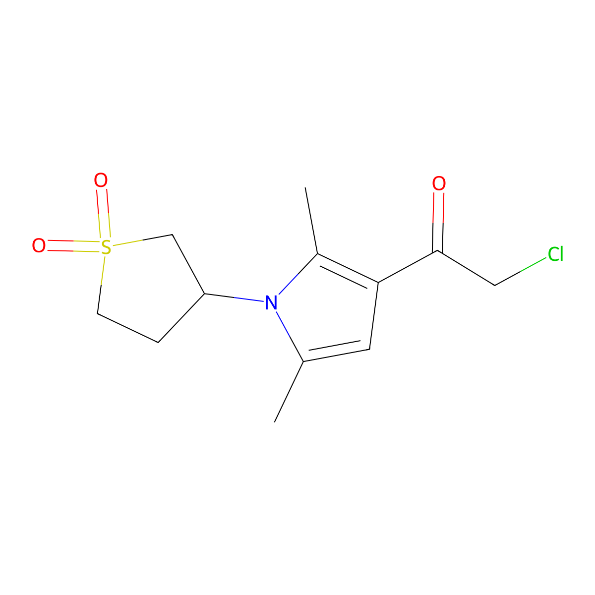 3-[3-(2-chloroacetyl)-2,5-dimethyl-1H-pyrrol-1-yl]-1lambda6-thiolane-1,1-dione molecular structure, CAS 782462-71-9