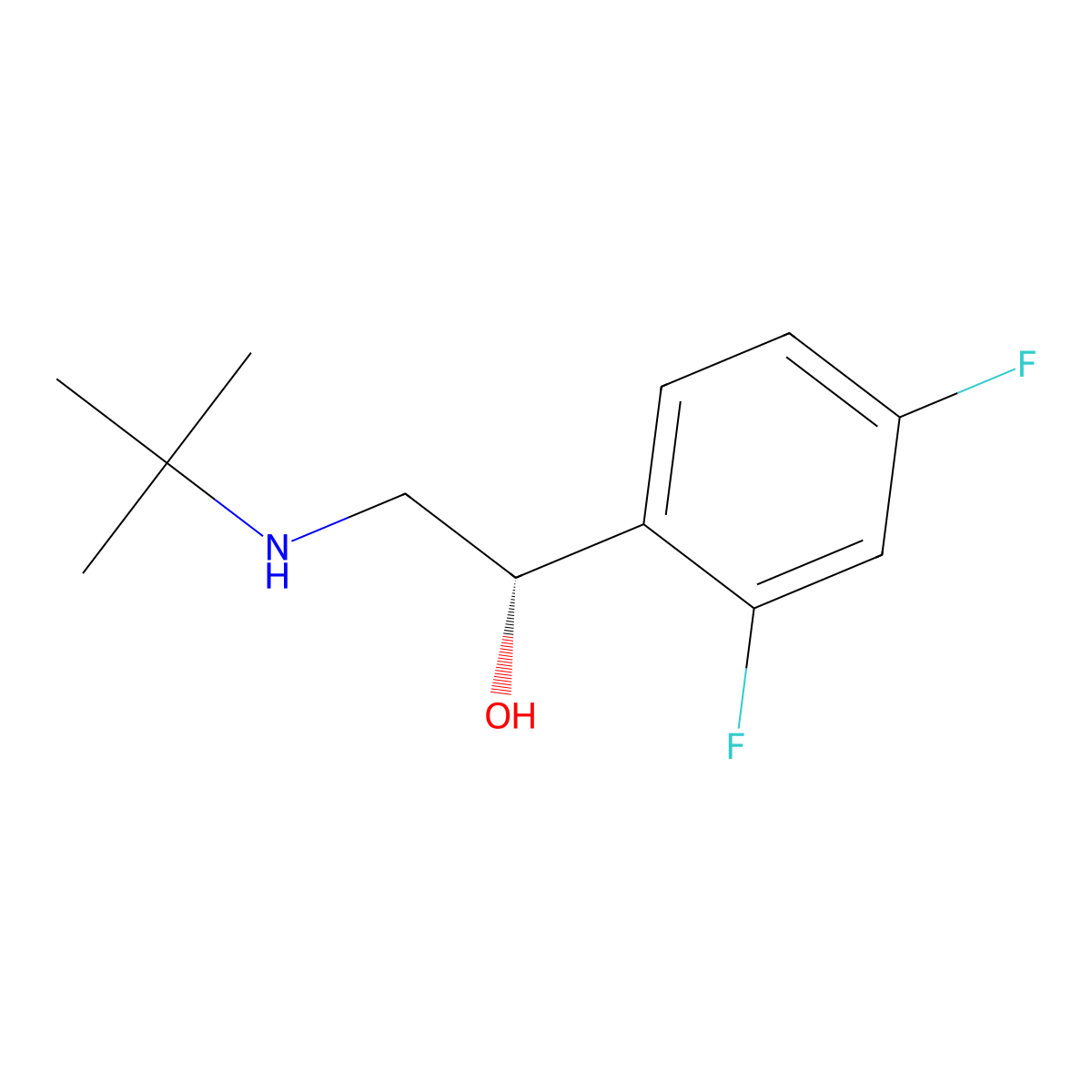(S)-2-(tert-Butylamino)-1-(2,4-difluorophenyl)ethanol molecular structure, CAS 782482-50-2