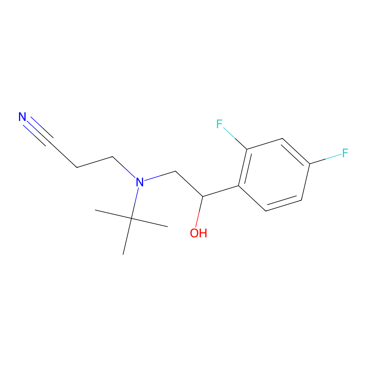 (S)-3-(tert-butyl(2-(2,4-difluorophenyl)-2-hydroxyethyl)amino)propanenitrile molecular structure, CAS 782482-51-3
