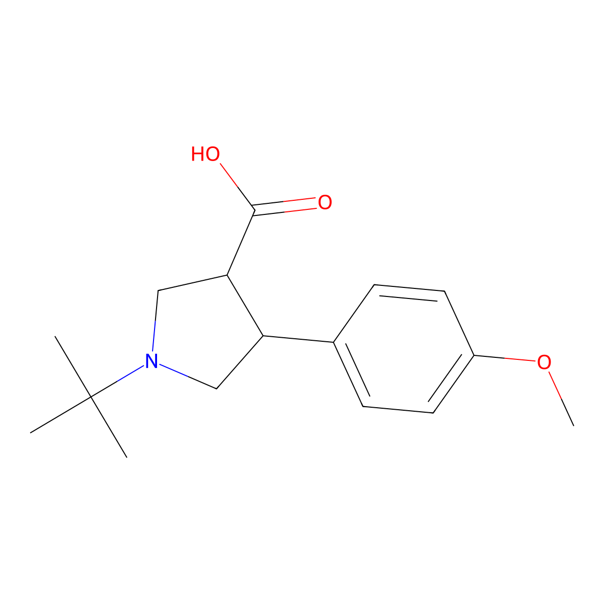 (3S,4R)-1-(tert-Butyl)-4-(4-methoxyphenyl)pyrrolidine-3-carboxylic acid molecular structure, CAS 782482-57-9