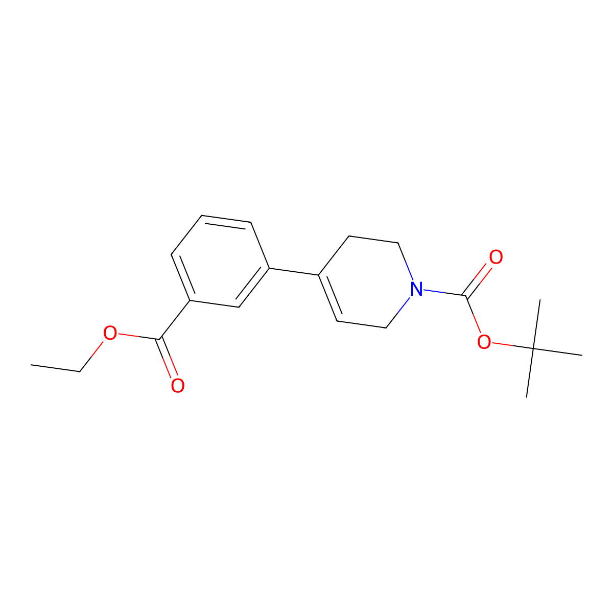 tert-butyl 4-[3-(ethoxycarbonyl)phenyl]-3,6-dihydropyridine-1(2H)-carboxylate molecular structure, CAS 782493-24-7