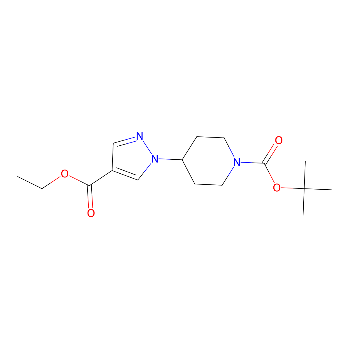 Tert-butyl 4-(4-(ethoxycarbonyl)-1H-pyrazol-1-YL)piperidine-1-carboxylate molecular structure, CAS 782493-64-5