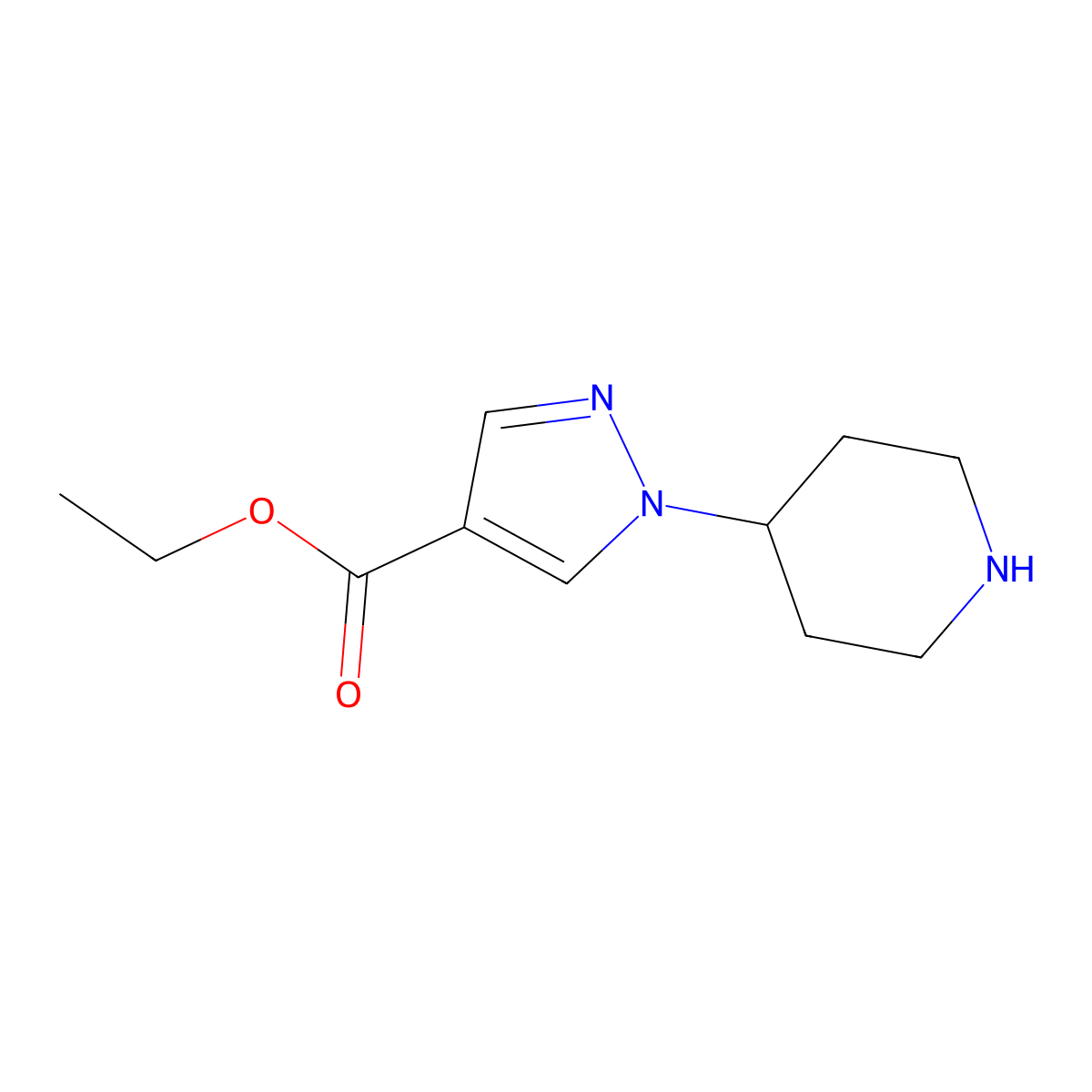 ethyl 1-(piperidin-4-yl)-1H-pyrazole-4-carboxylate molecular structure, CAS 782493-96-3