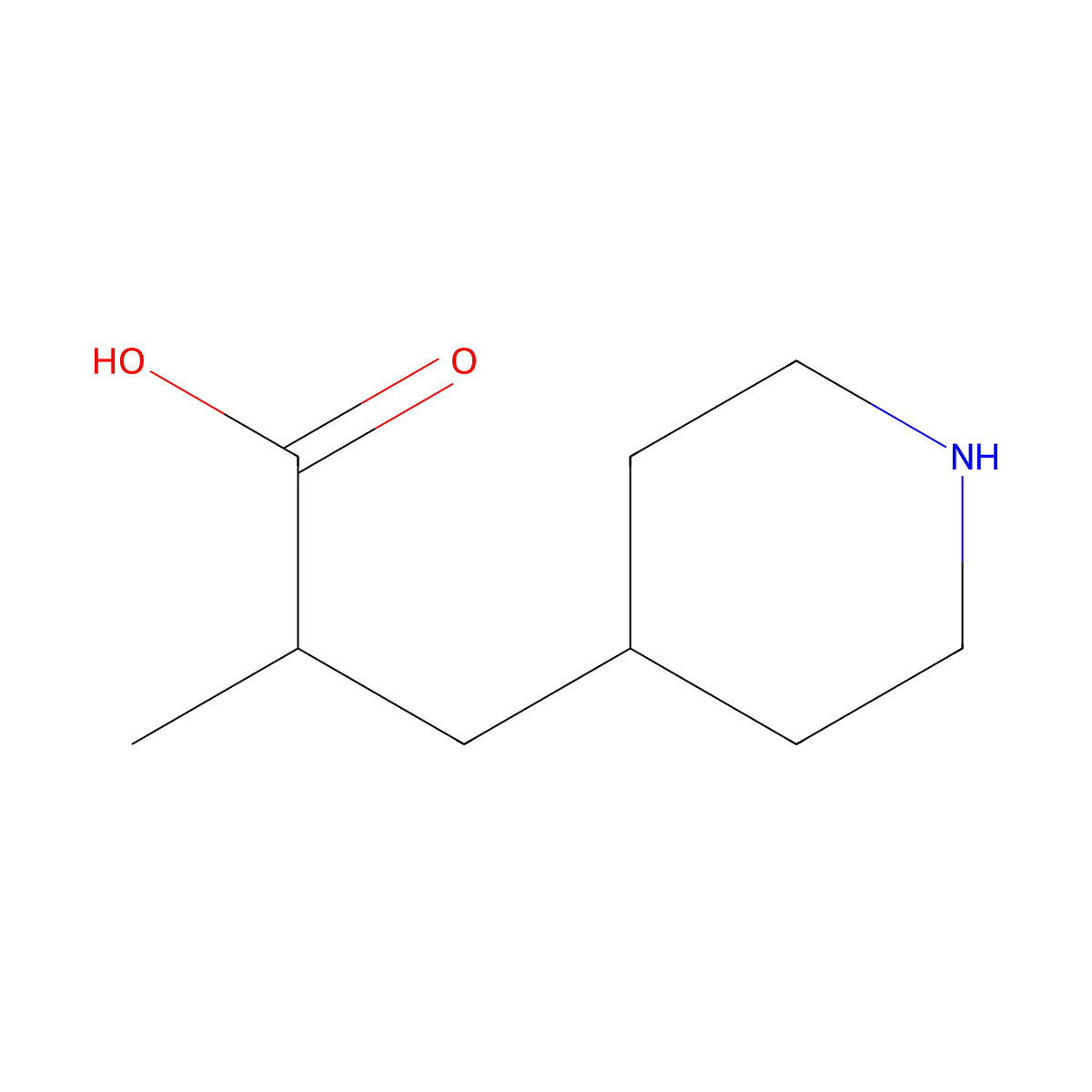 2-Methyl-3-(piperidin-4-yl)propanoic acid molecular structure, CAS 782494-04-6