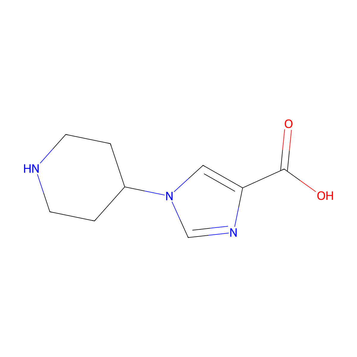 1-(Piperidin-4-yl)-1H-imidazole-4-carboxylic acid molecular structure, CAS 782494-24-0
