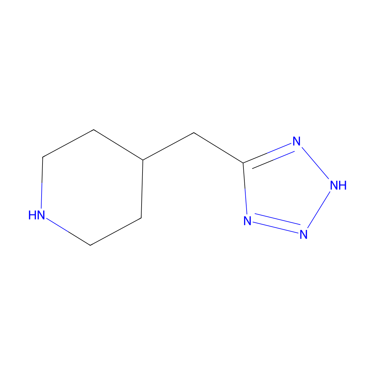 4-[(2H-1,2,3,4-tetrazol-5-yl)methyl]piperidine molecular structure, CAS 782494-25-1