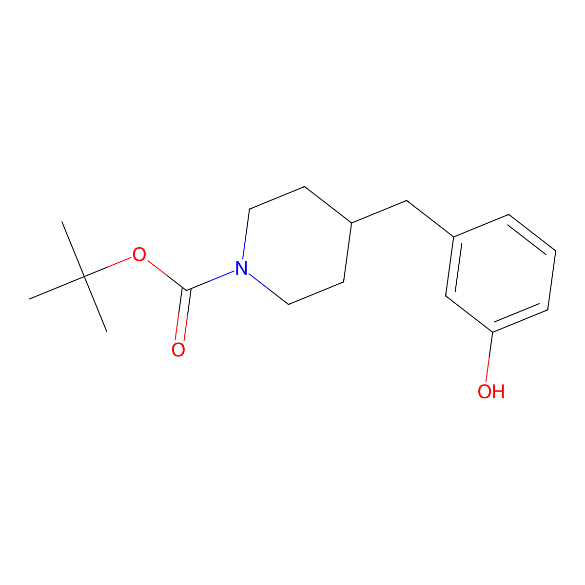 Tert-butyl 4-[(3-hydroxyphenyl)methyl]piperidine-1-carboxylate molecular structure, CAS 782504-37-4