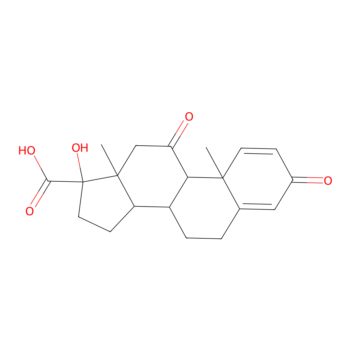 17-Hydroxy-3,11-dioxo-androsta-1,4-diene-17b-carboxylic Acid molecular structure, CAS 78261-67-3