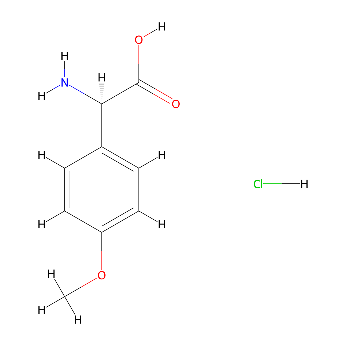 (R)-2-Amino-2-(4-methoxyphenyl)acetic acid hydrochloride molecular structure, CAS 78263-54-4