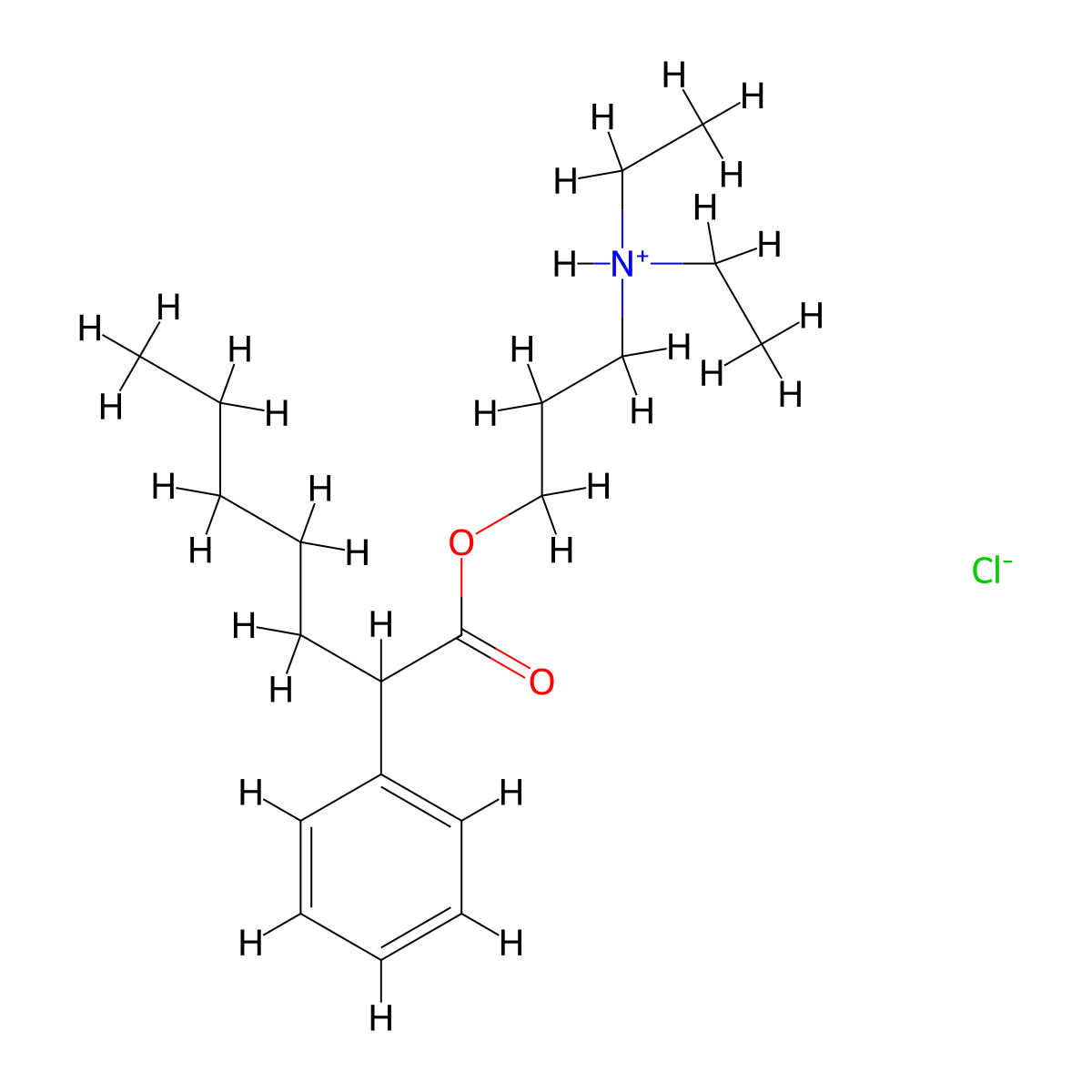 Heptanoic acid, 2-phenyl-, 3-(diethylamino)propyl ester, hydrochloride molecular structure, CAS 78265-99-3