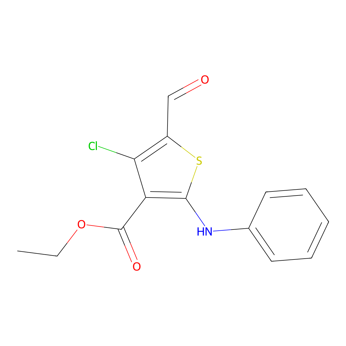 Ethyl 2-anilino-4-chloro-5-formyl-3-thiophenecarboxylate molecular structure, CAS 78267-24-0