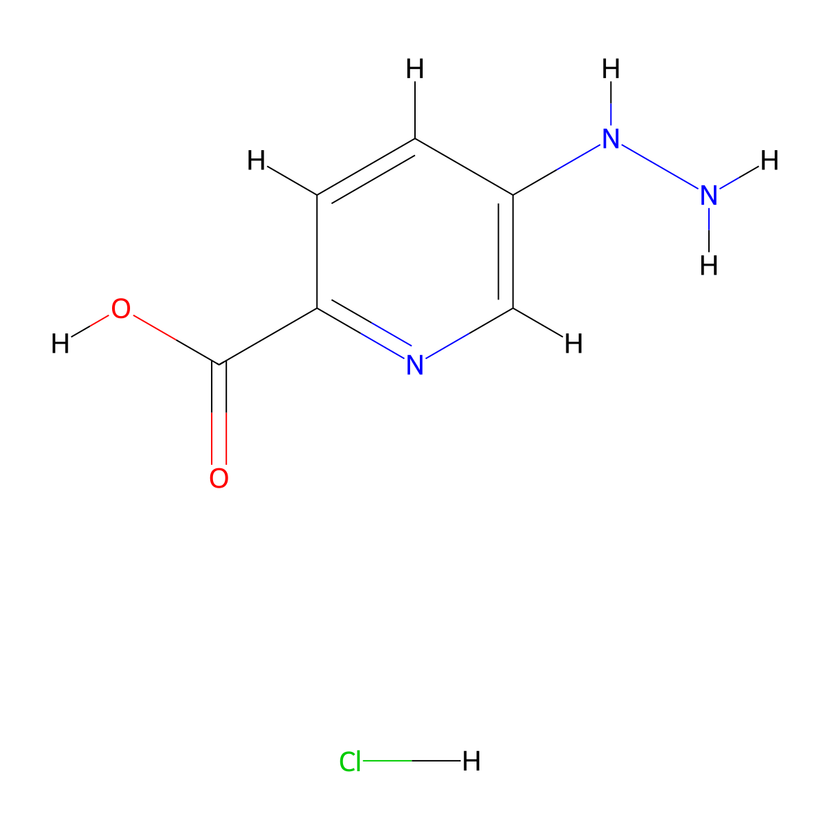 5-Hydrazinylpyridine-2-carboxylic acid hydrochloride molecular structure, CAS 78273-16-2
