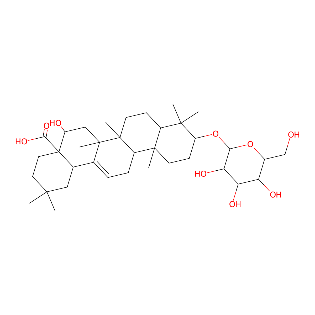 (3beta,16alpha)-3-(beta-D-Glucopyranosyloxy)-16-hydroxyolean-12-en-28-oic acid molecular structure, CAS 78285-90-2