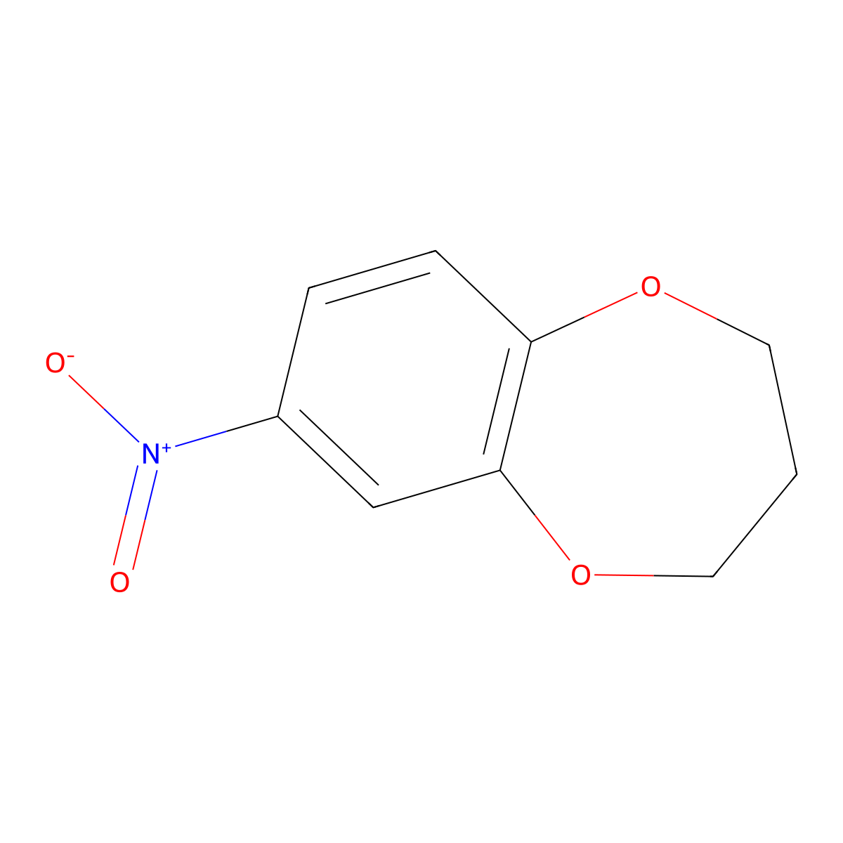 7-nitro-3,4-dihydro-2H-1,5-benzodioxepine molecular structure, CAS 78288-94-5