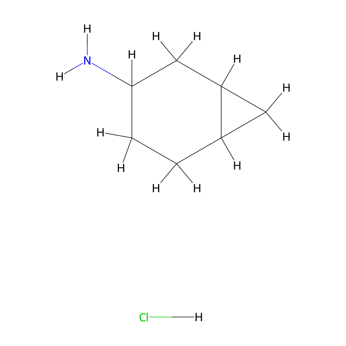 Bicyclo(4.1.0)heptan-3-amine, hydrochloride (1:1) molecular structure, CAS 78293-49-9