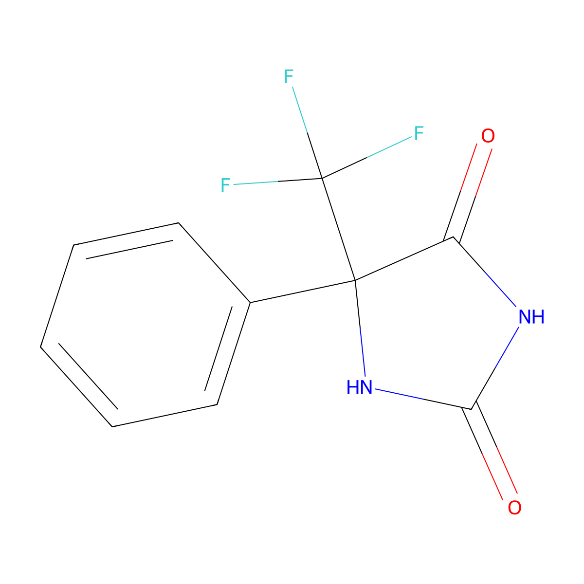 Hydantoin, 5-phenyl-5-(trifluoromethyl)- molecular structure, CAS 783-61-9