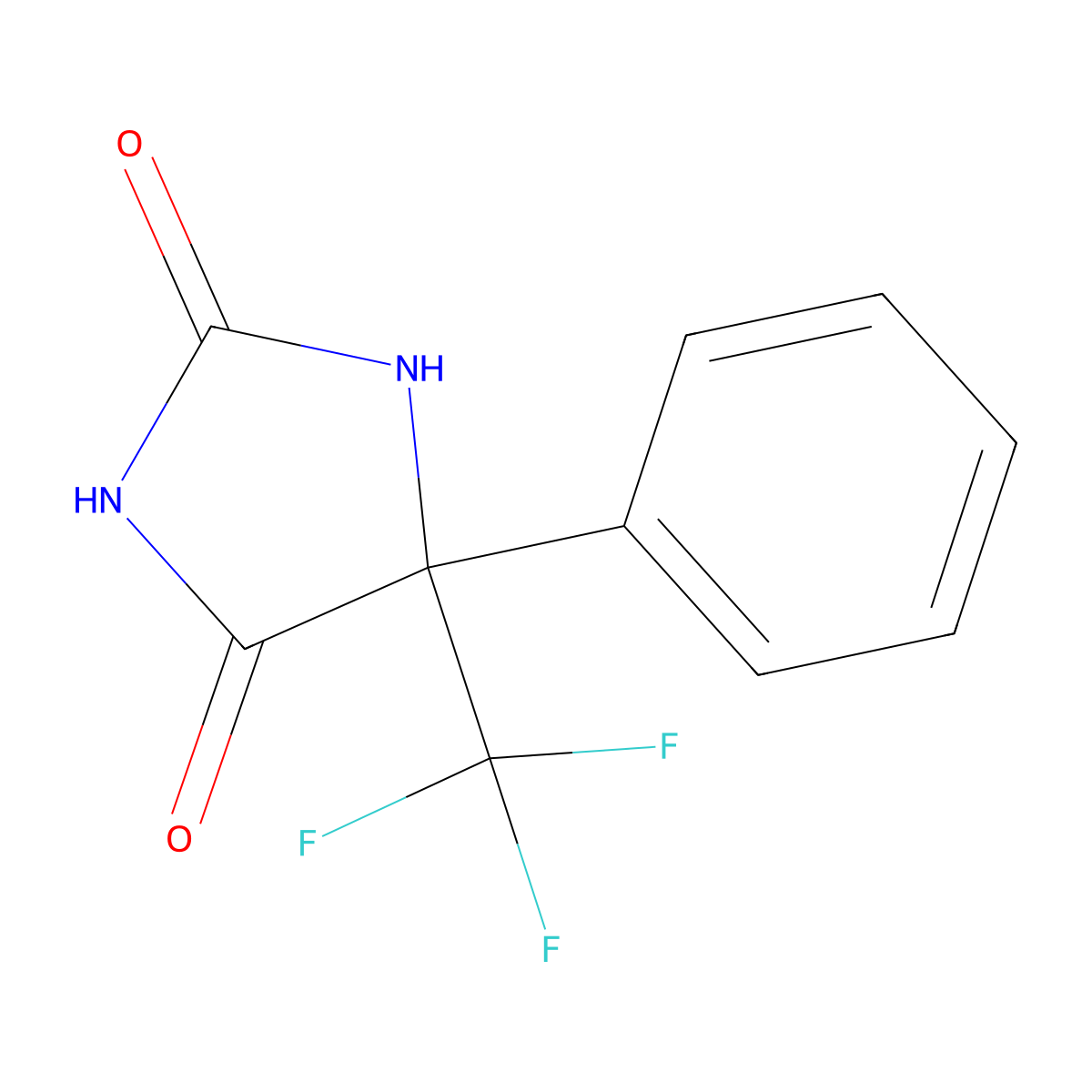 Hydantoin, 5-phenyl-5-(trifluoromethyl)- molecular structure, CAS 783-61-9