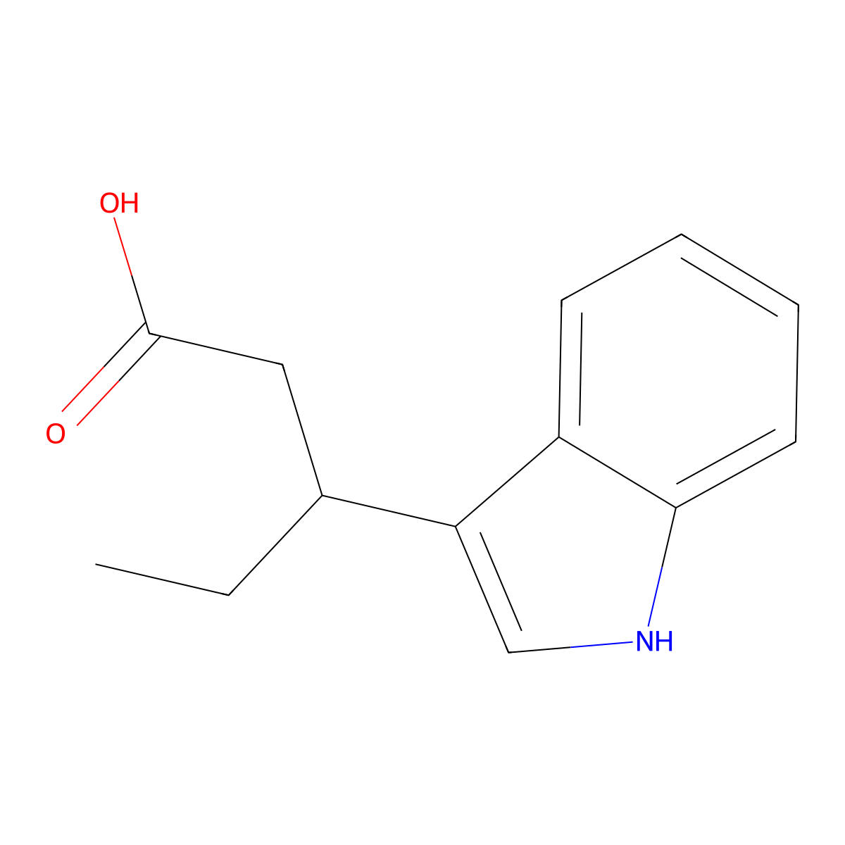 3-(1H-indol-3-yl)pentanoic acid molecular structure, CAS 78303-79-4