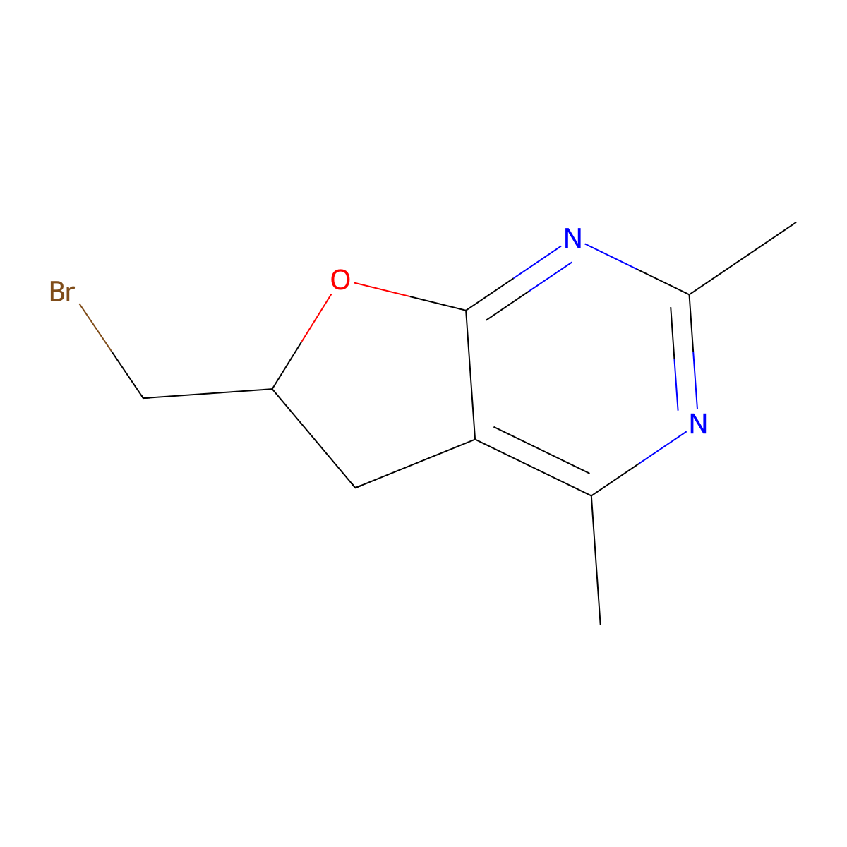 6-(Bromomethyl)-2,4-dimethyl-5,6-dihydrofuro[2,3-d]pyrimidine molecular structure, CAS 78304-56-0
