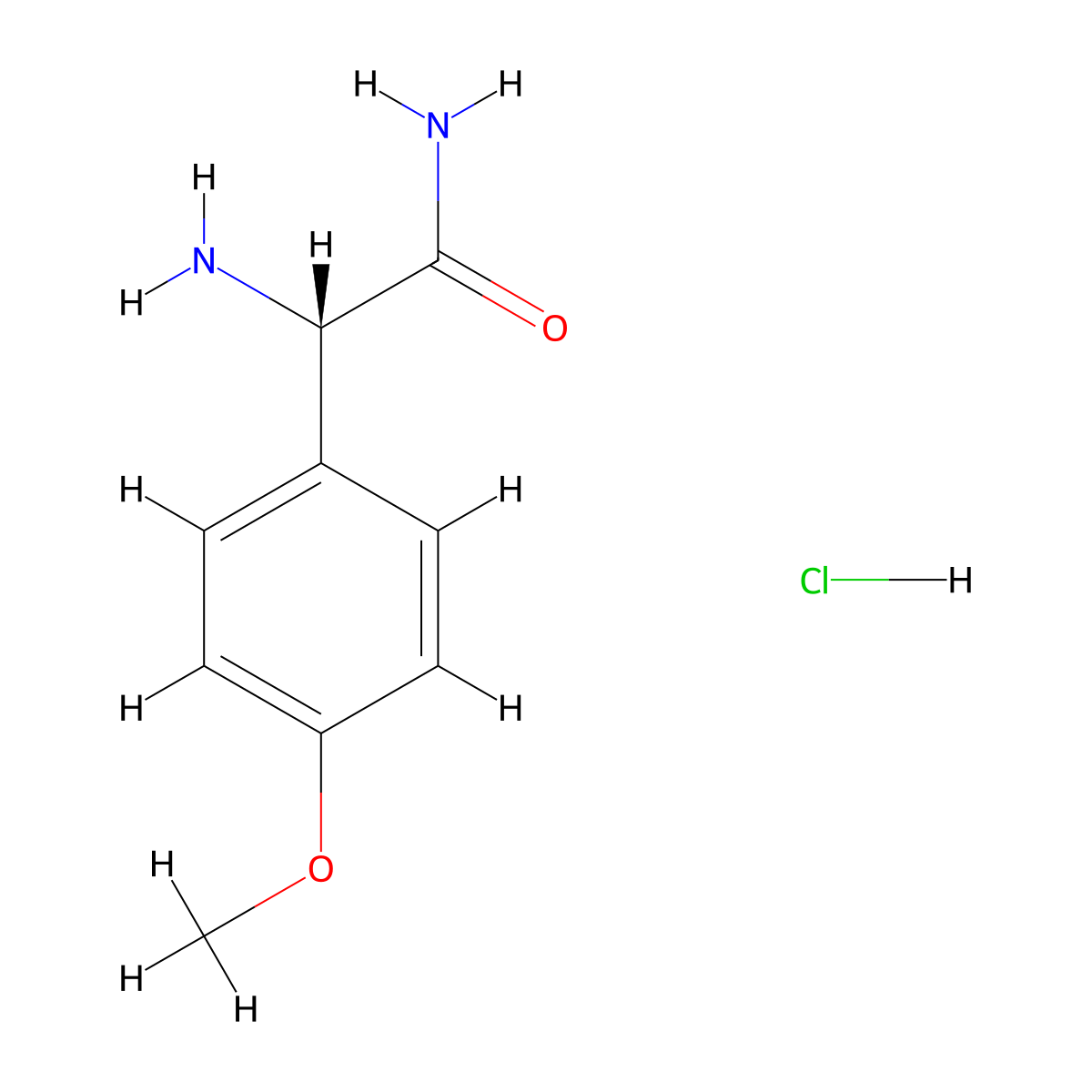 (S)-2-Amino-2-(4-methoxyphenyl)acetamide hydrochloride molecular structure, CAS 78306-99-7
