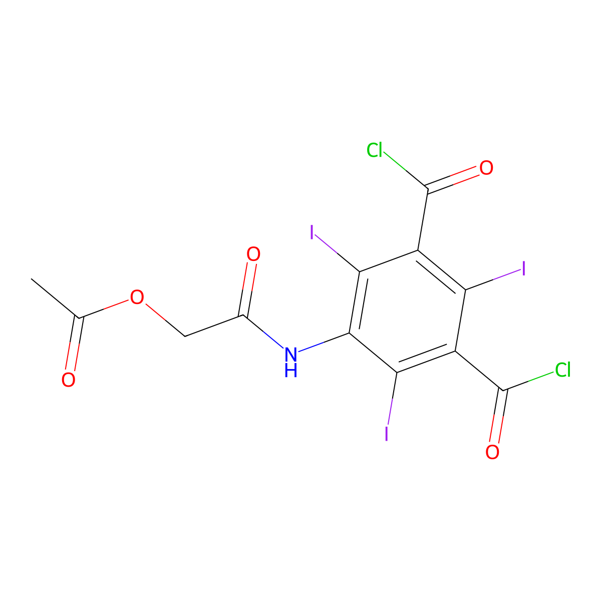 5-[[2-(Acetyloxy)acetyl]amino]-2,4,6-triiodo-1,3-benzenedicarbonyl dichloride molecular structure, CAS 78314-12-2