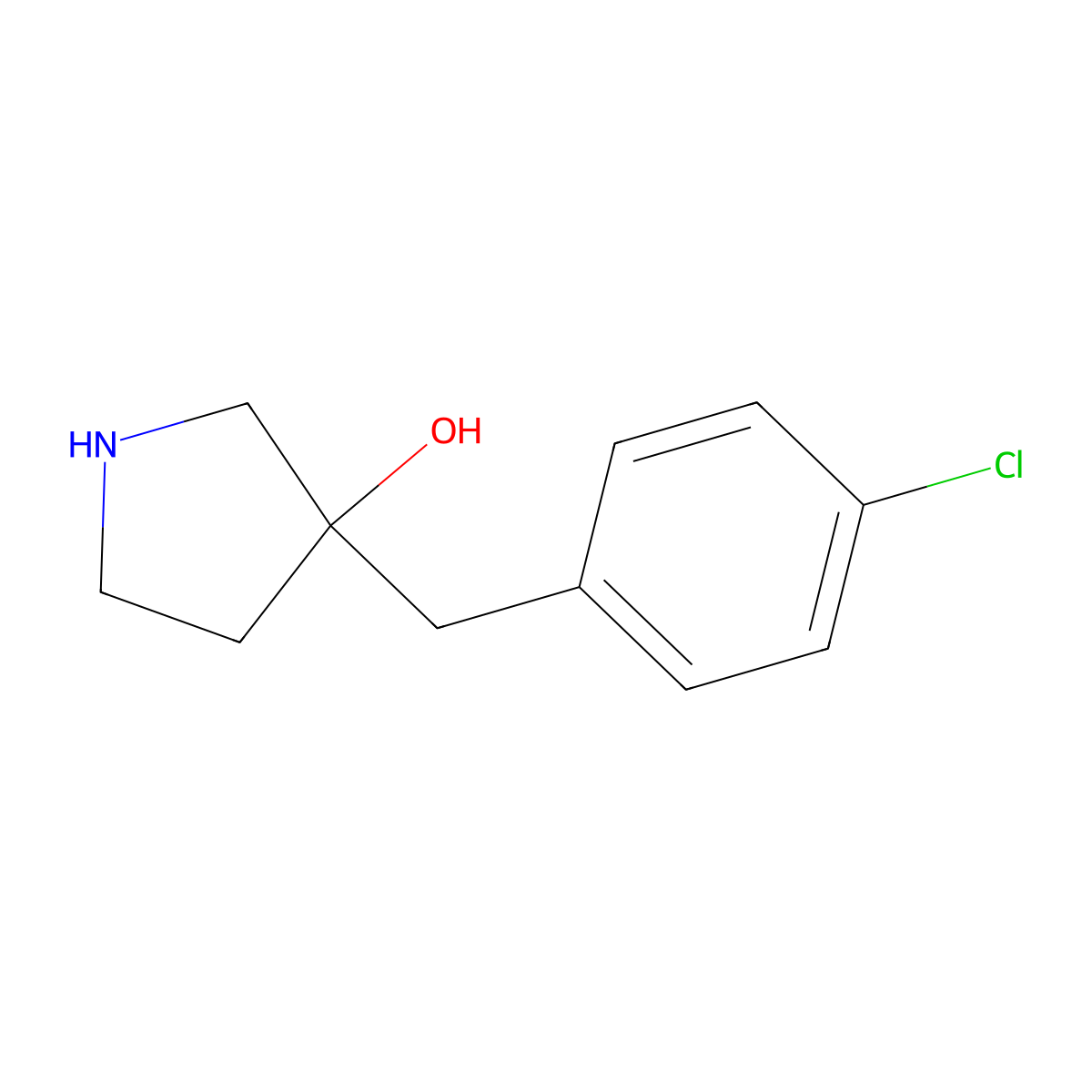 3-[(4-Chlorophenyl)methyl]pyrrolidin-3-ol molecular structure, CAS 783252-11-9