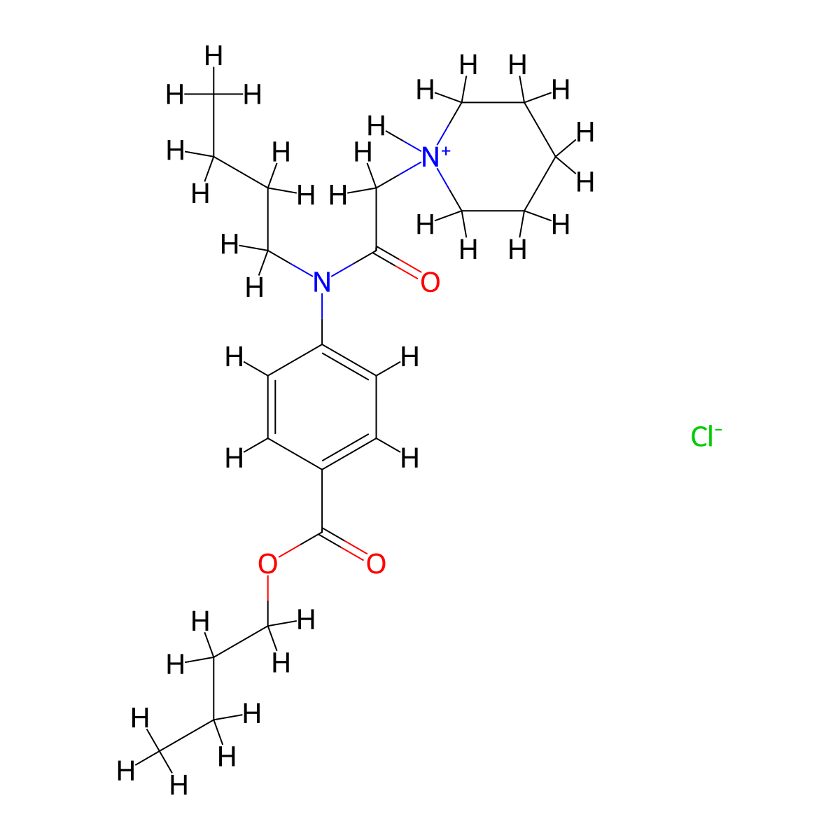 Benzoic acid, p-(N-butyl-2-(piperidino)acetamido)-, butyl ester, hydrochloride molecular structure, CAS 78329-88-1
