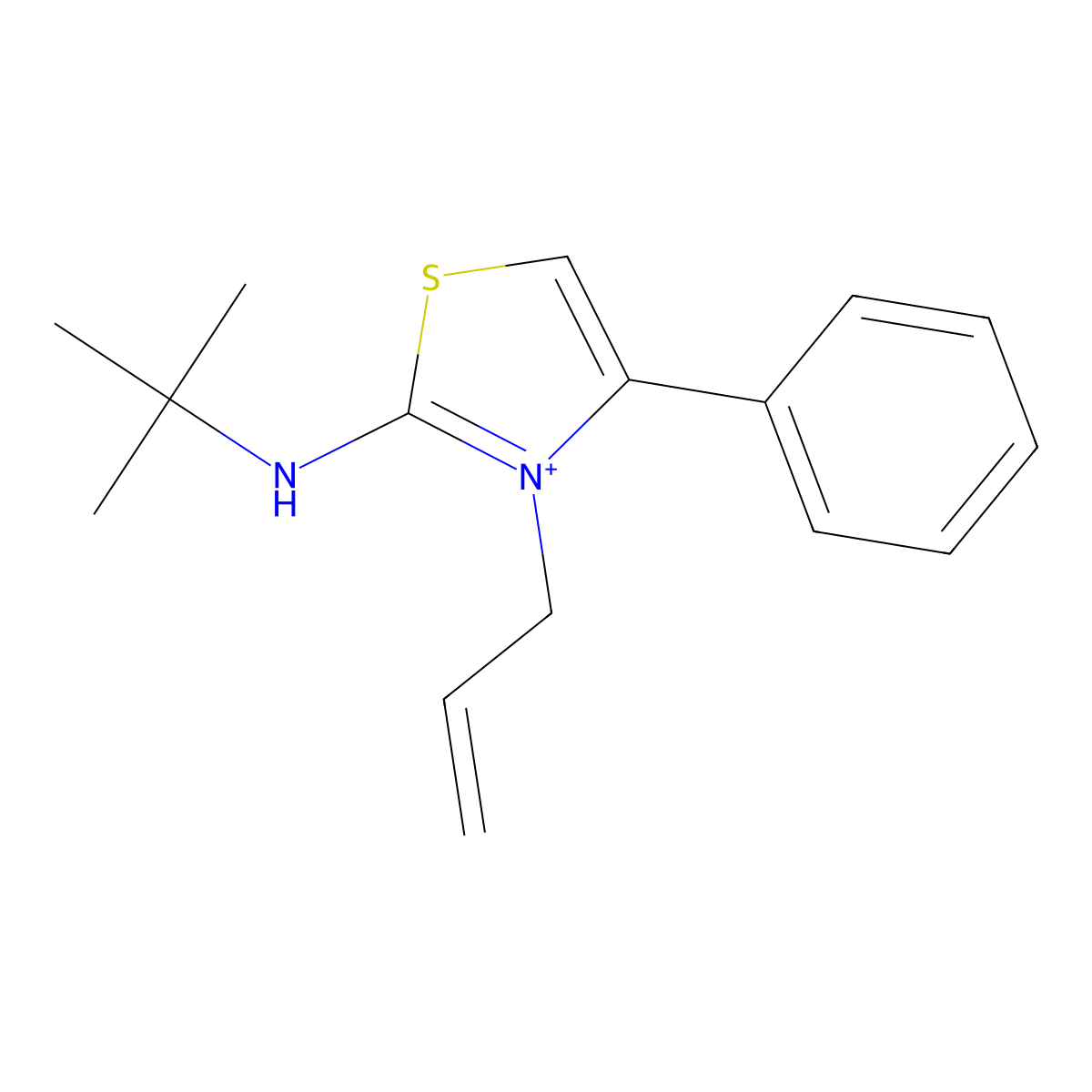 Thiazolium, 2-[(1,1-dimethylethyl)amino]-4-phenyl-3-(2-propen-1-yl)- molecular structure, CAS 783297-15-4