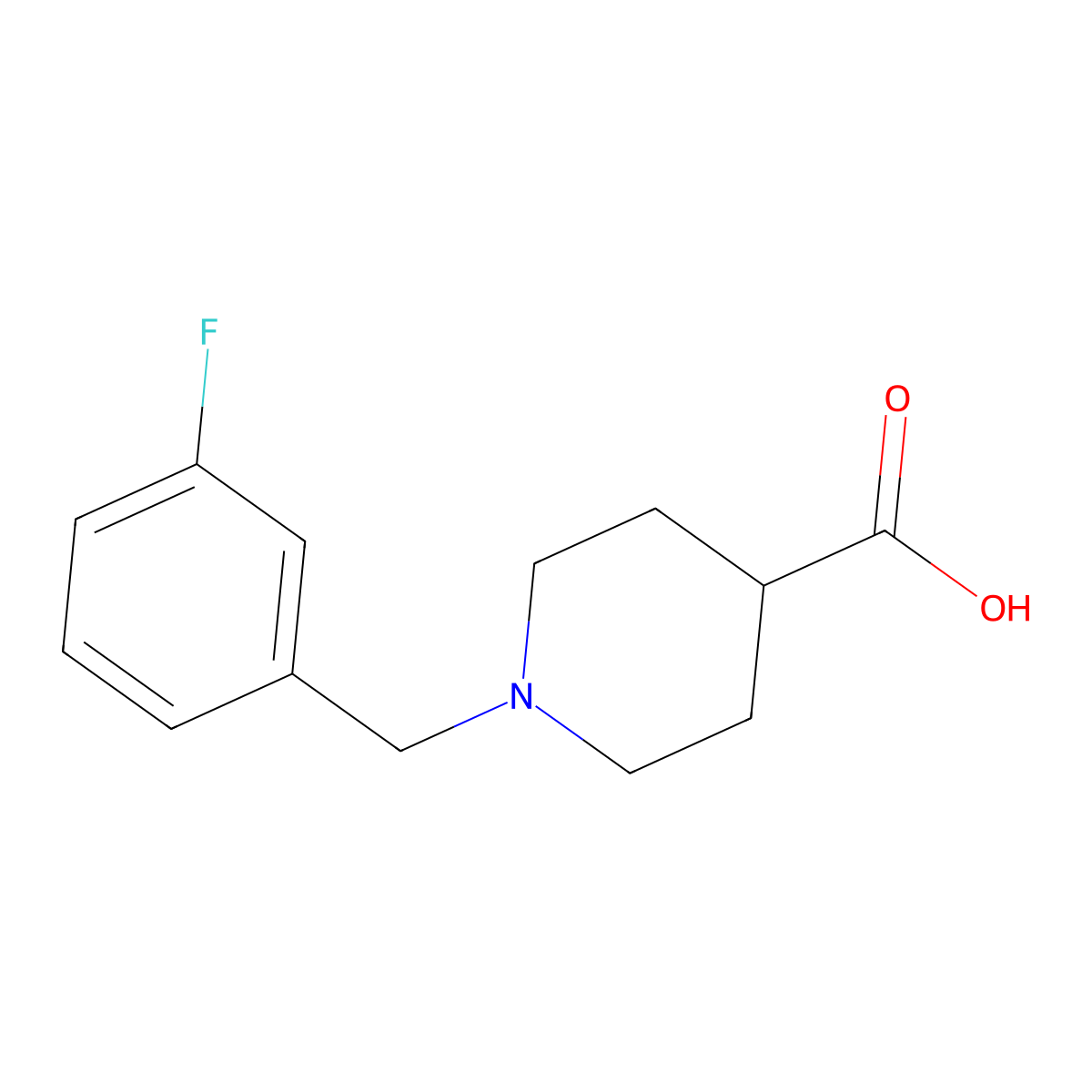 1-(3-Fluorobenzyl)piperidine-4-carboxylic acid molecular structure, CAS 783298-62-4