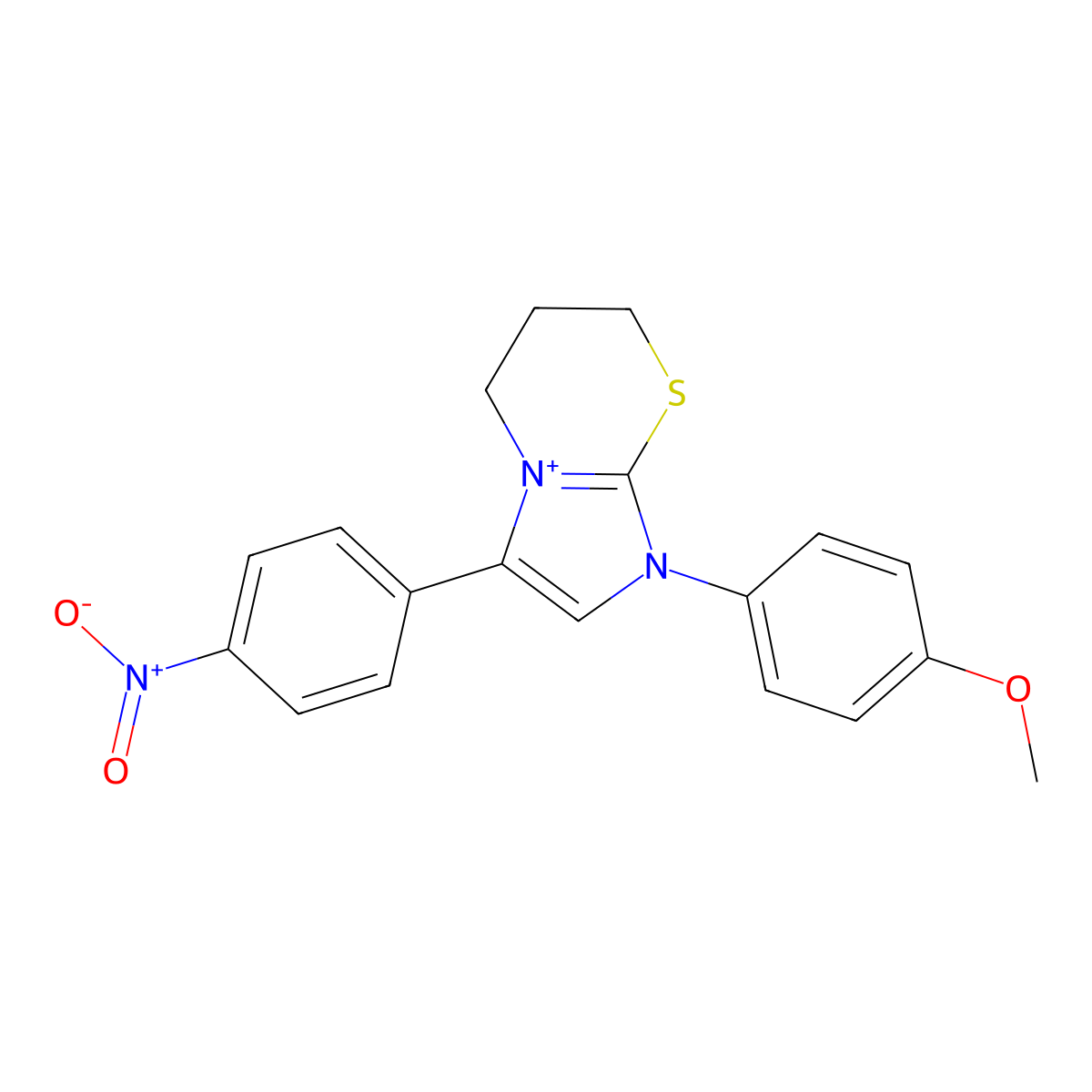 1-(4-methoxyphenyl)-3-(4-nitrophenyl)-6,7-dihydro-5H-imidazo[2,1-b][1,3]thiazin-1-ium molecular structure, CAS 783299-62-7