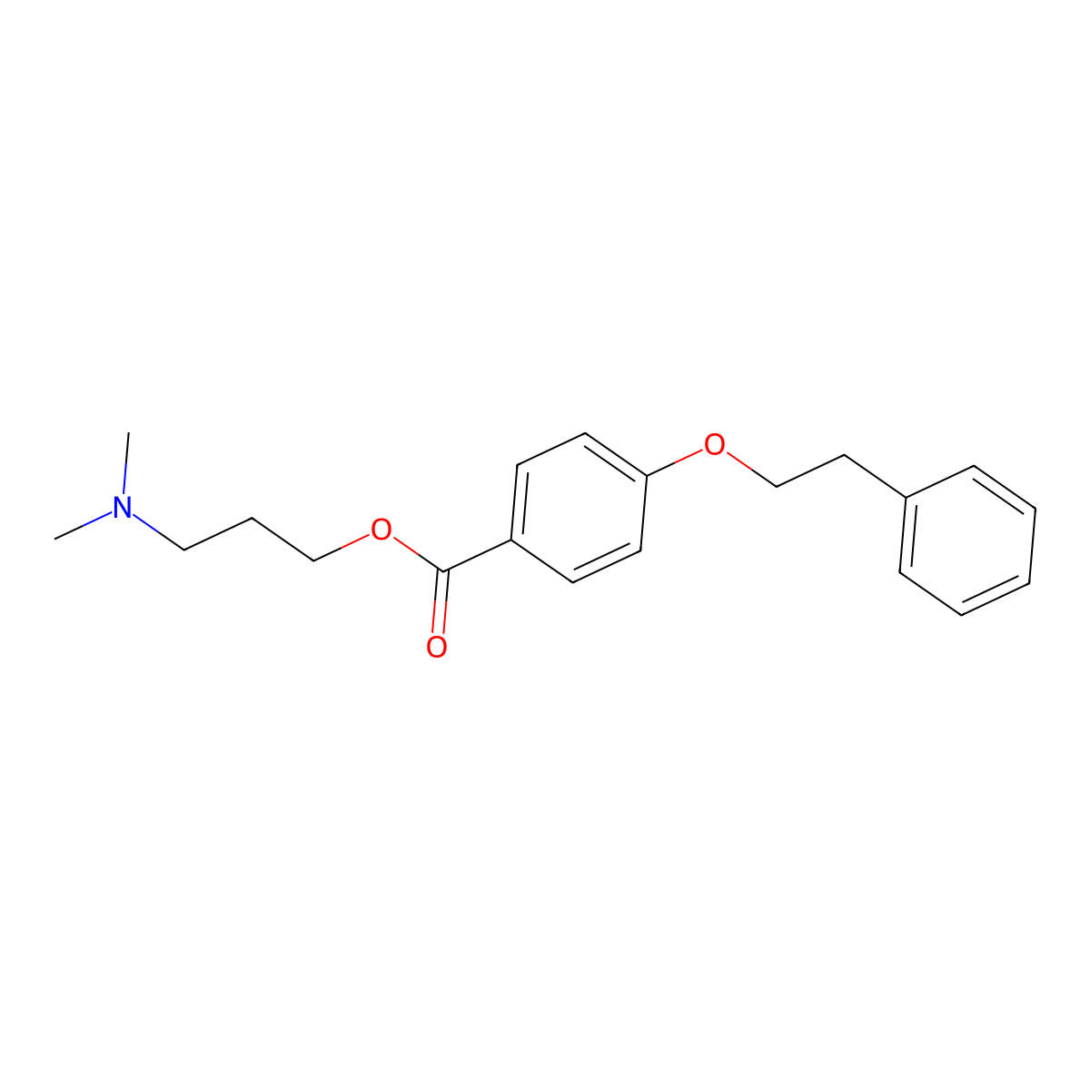 Benzoic acid, 4-phenethoxy-, 3-(dimethylamino)propyl ester molecular structure, CAS 78330-03-7