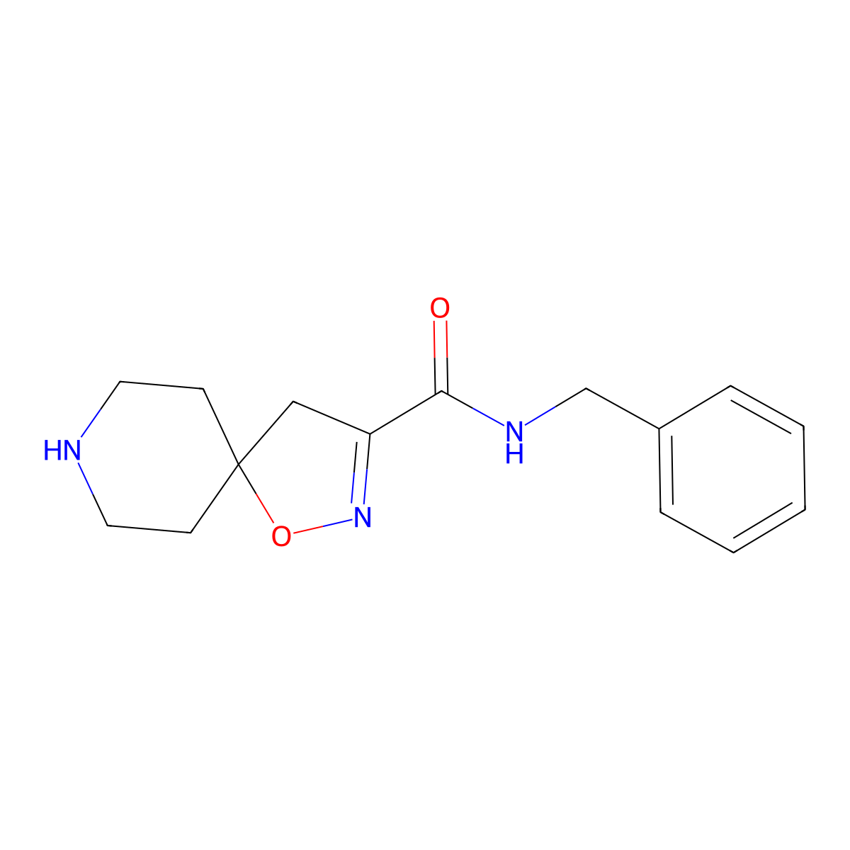 N-benzyl-1-oxa-2,8-diazaspiro[4.5]dec-2-ene-3-carboxamide molecular structure, CAS 783300-10-7