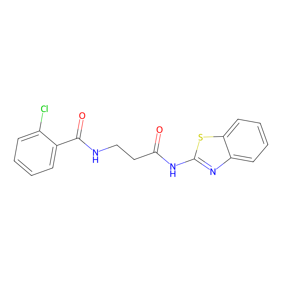 N-[3-(1,3-benzothiazol-2-ylamino)-3-oxopropyl]-2-chlorobenzamide molecular structure, CAS 783318-35-4