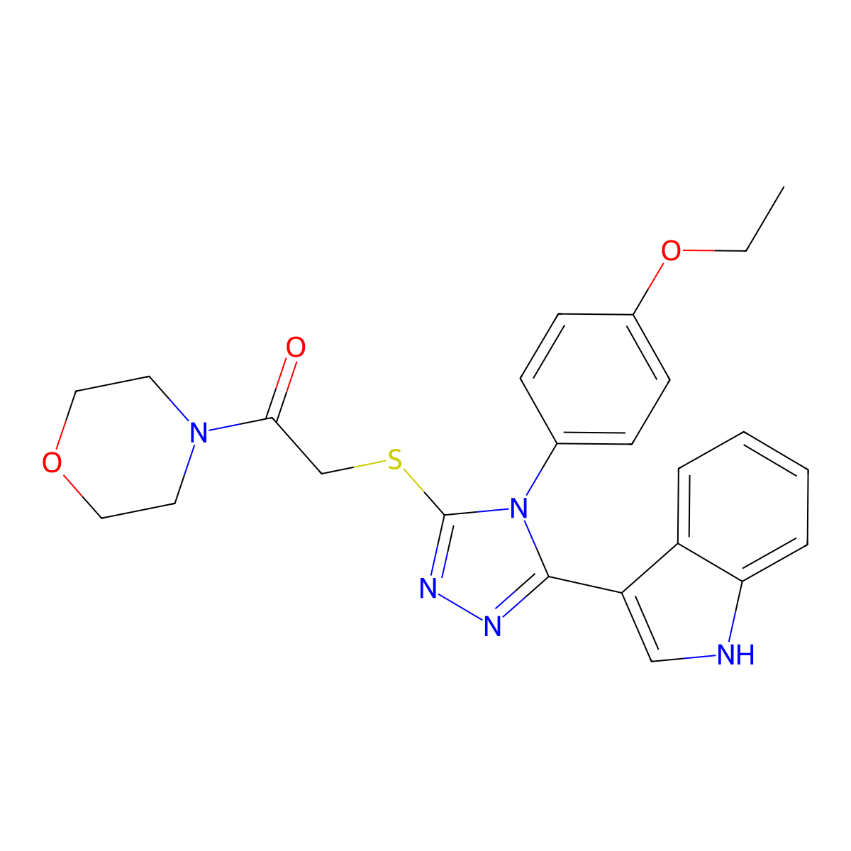2-((4-(4-ethoxyphenyl)-5-(1H-indol-3-yl)-4H-1,2,4-triazol-3-yl)thio)-1-morpholinoethanone molecular structure, CAS 783320-08-1