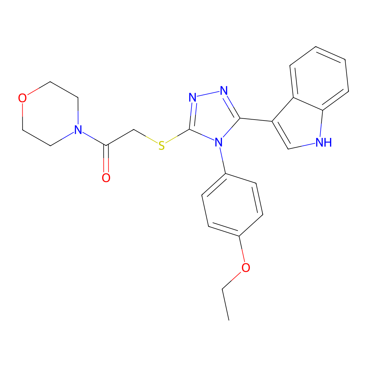2-((4-(4-ethoxyphenyl)-5-(1H-indol-3-yl)-4H-1,2,4-triazol-3-yl)thio)-1-morpholinoethanone molecular structure, CAS 783320-08-1