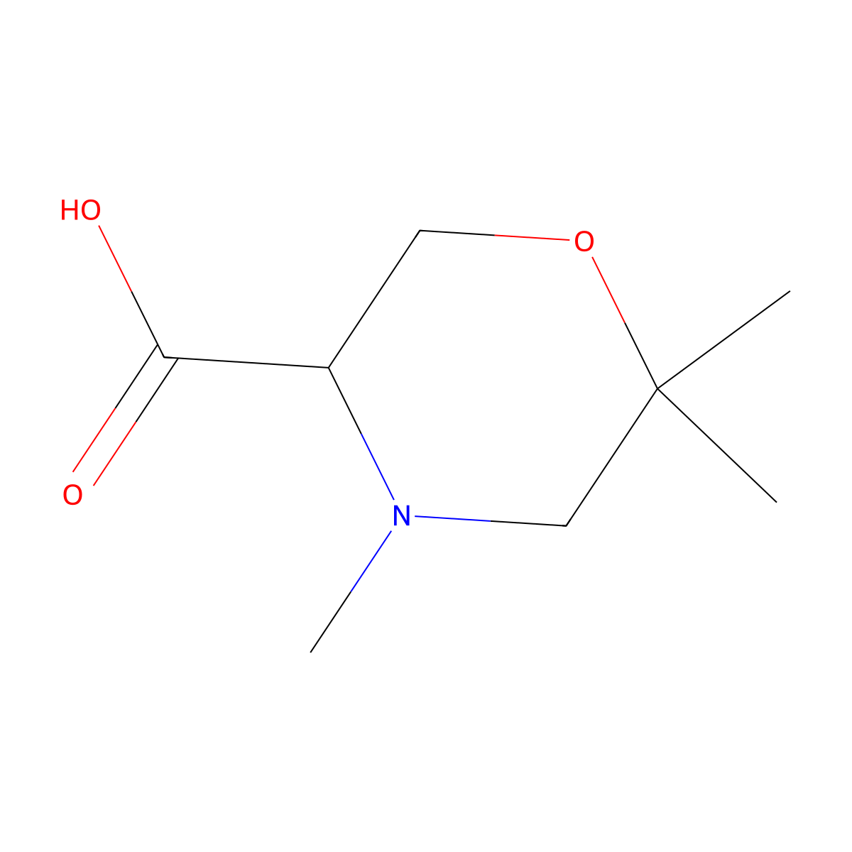 (S)-4,6,6-Trimethylmorpholine-3-carboxylic acid molecular structure, CAS 783349-45-1