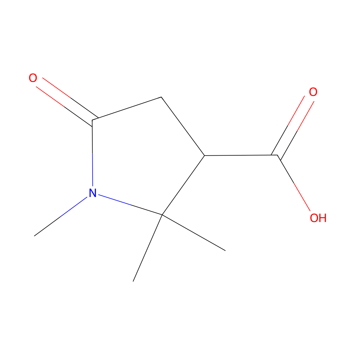 1,2,2-Trimethyl-5-oxopyrrolidine-3-carboxylic acid molecular structure, CAS 783349-92-8
