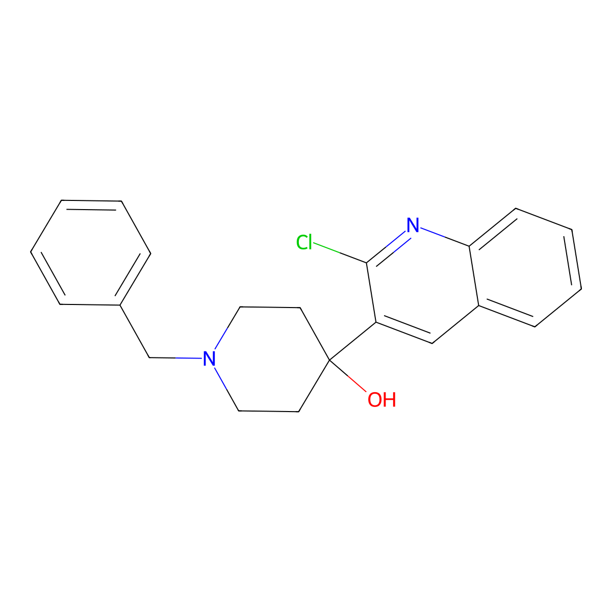 1-Benzyl-4-(2-chloroquinolin-3-yl)piperidin-4-ol molecular structure, CAS 783368-13-8