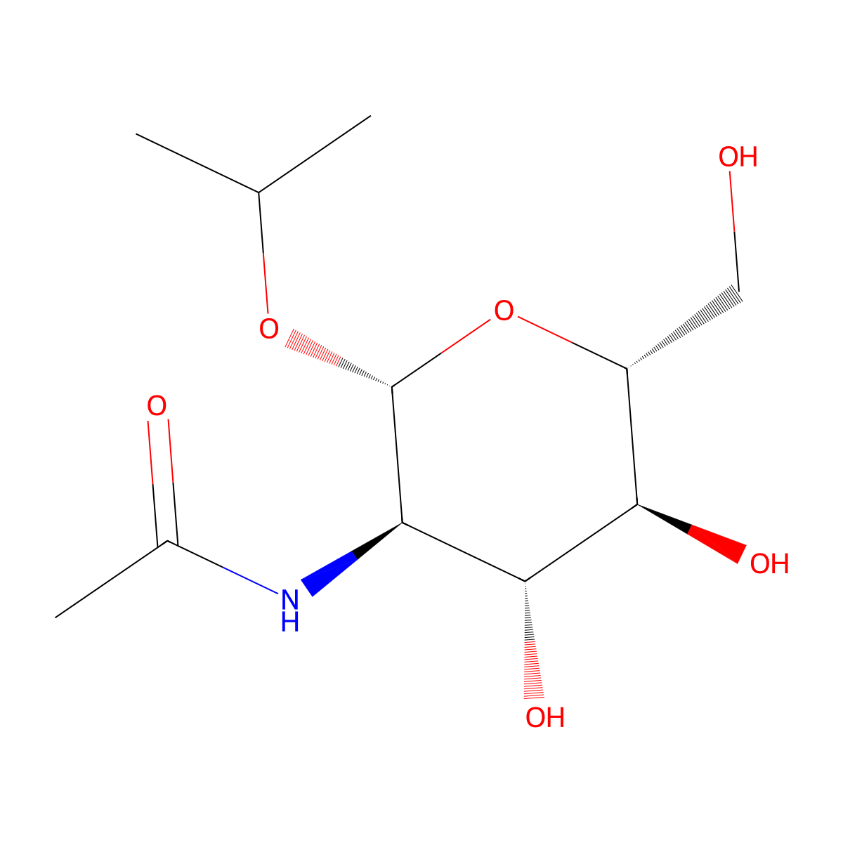 Isopropyl 2-acetamido-2-deoxy-b-D-glucopyranoside molecular structure, CAS 78341-33-0