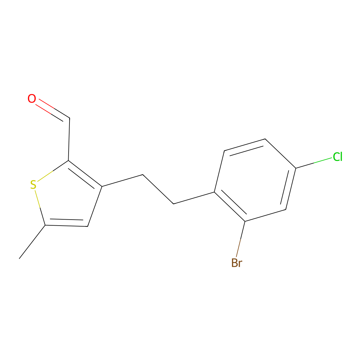3-[2-(2-Bromo-4-chlorophenyl)ethyl]-5-methyl-2-thiophenecarbaldehyde molecular structure, CAS 78348-00-2