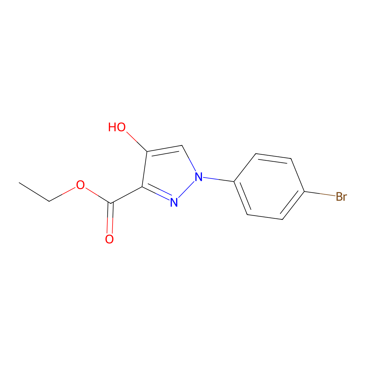 ethyl 1-(4-bromophenyl)-4-hydroxy-1H-pyrazole-3-carboxylate molecular structure, CAS 78348-13-7