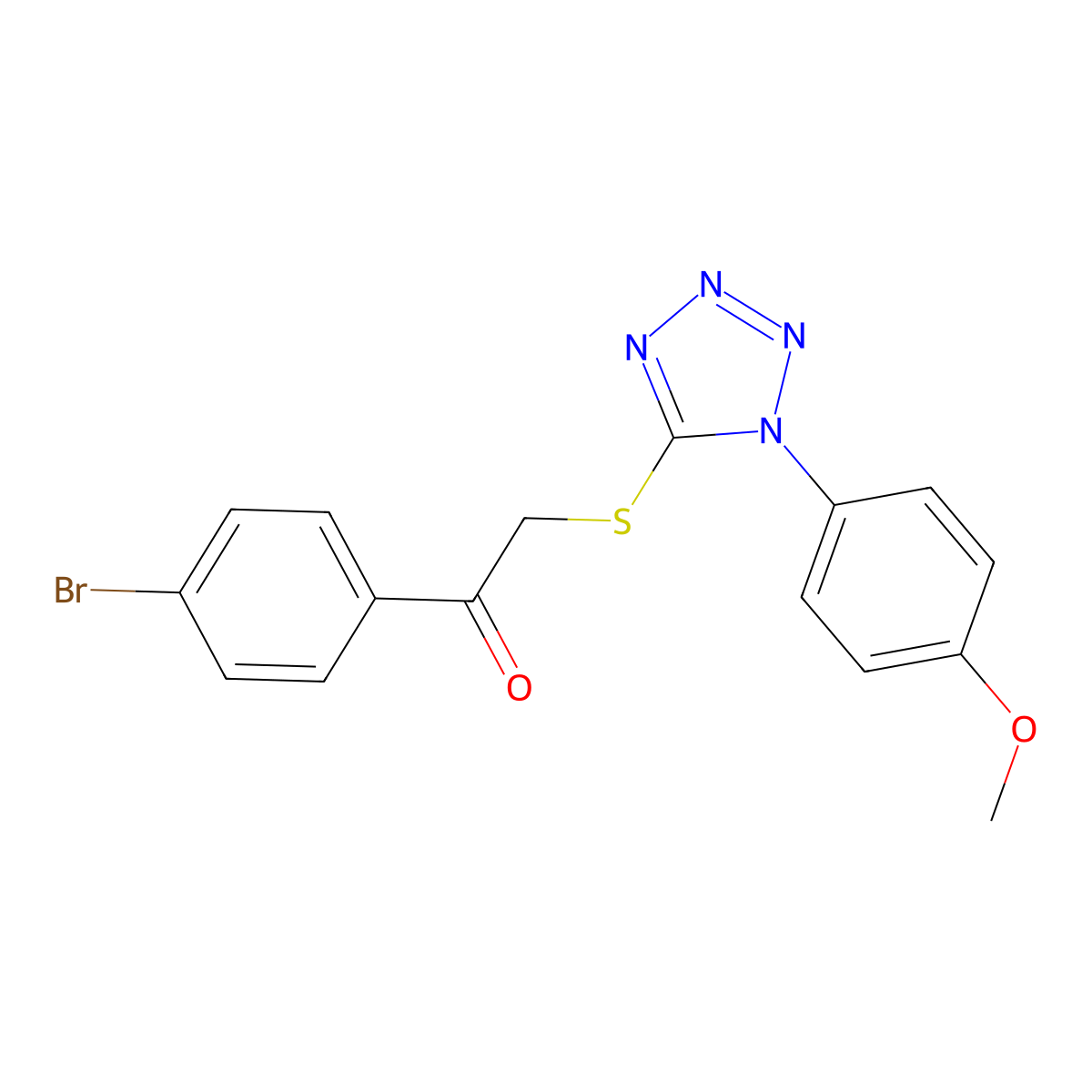 1-(4-Bromophenyl)-2-[1-(4-methoxyphenyl)tetrazol-5-yl]sulfanylethanone molecular structure, CAS 78355-99-4