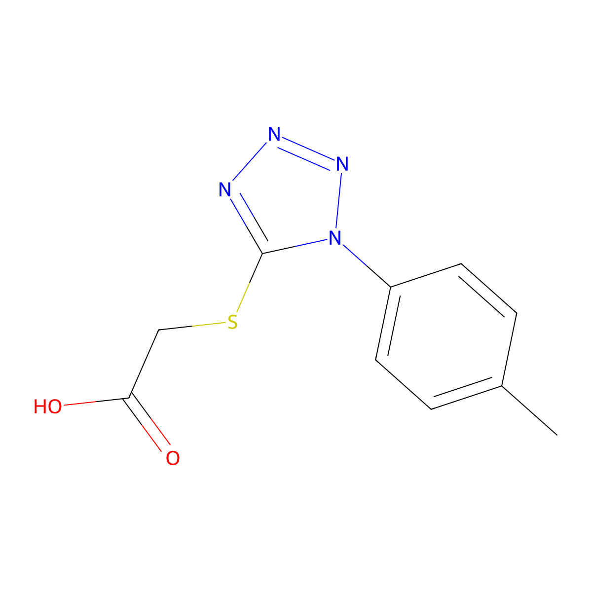 [1-(4-Tolyl)tetrazol-5-ylthio]acetic acid molecular structure, CAS 78356-17-9