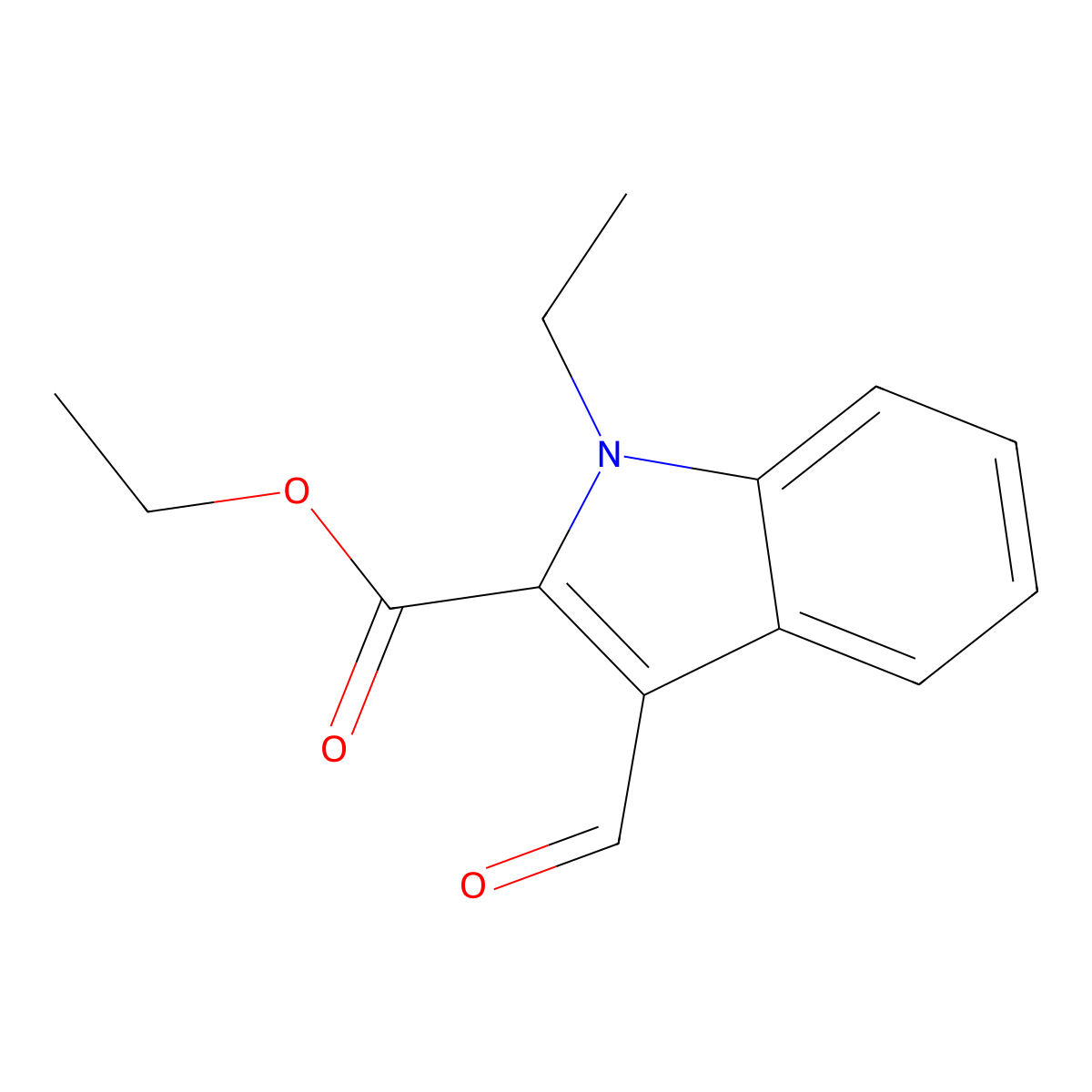 ethyl 1-ethyl-3-formyl-1H-indole-2-carboxylate molecular structure, CAS 78358-17-5